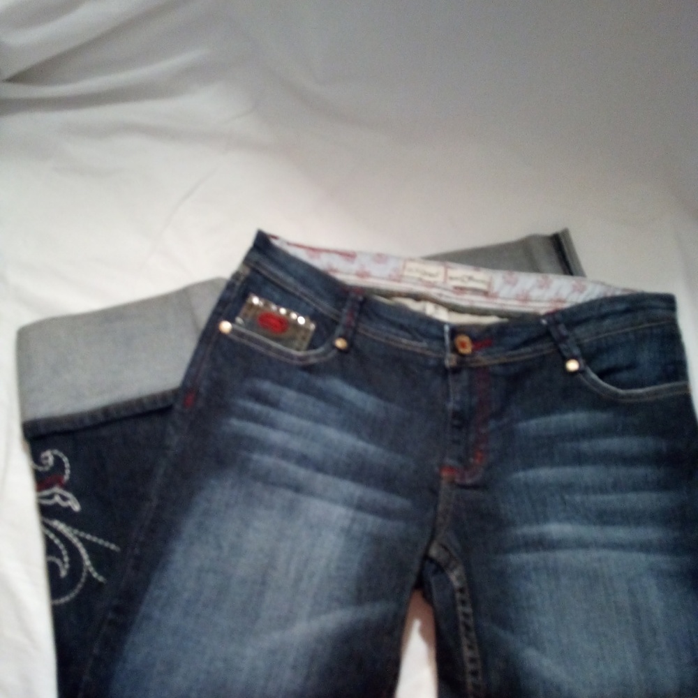 Echo Red capri Jeans with red and silver